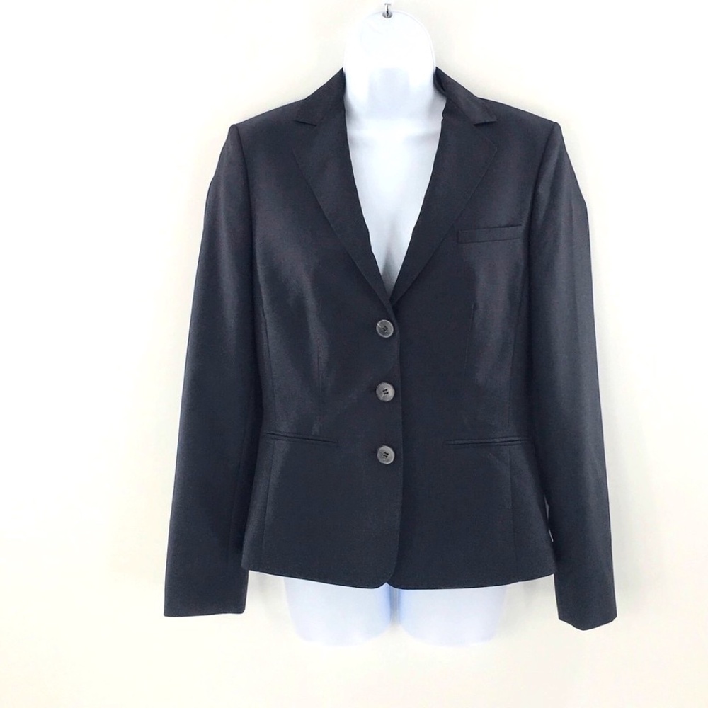 Hugo Boss Womens Blazer Navy Blue Wool Three Button Jisara Sz 8